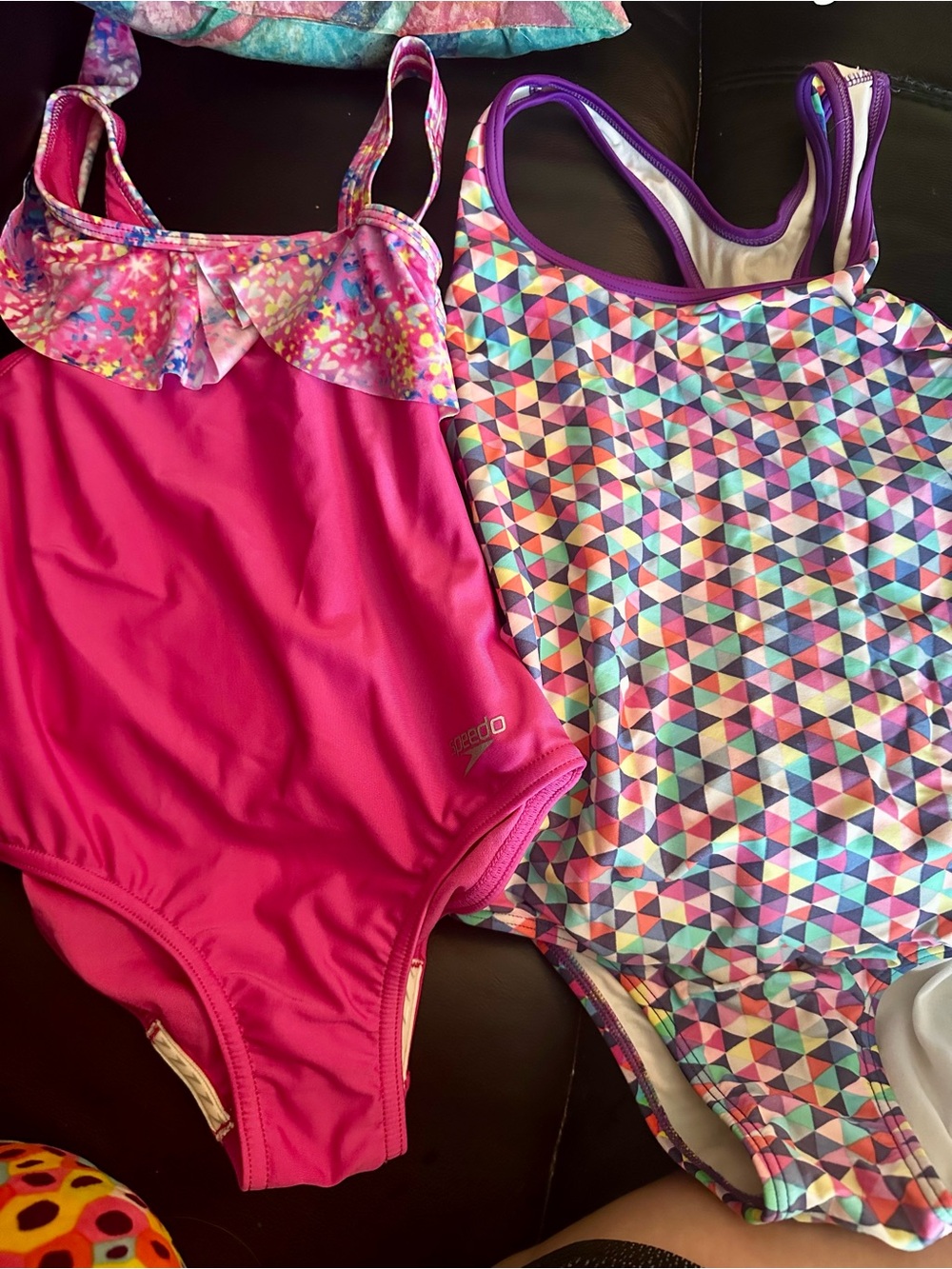 Bundle: Two Speedo One-Piece Swimsuits Set & flamingo cover.